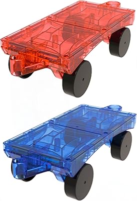 Set of magnetic tiles Mag Genius Car, magnetic truck and construction toy, red/blue, 2 pieces.. DIAYTAR NIGERIA: Where every search yields affordable results delivered promptly to your door.