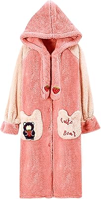 Night shirt for femme in plush, long bathrobe in sweet flannel, super hot nightgown, light night clothes for girls, hood with hood.. DIAYTAR NIGERIA: Creating access to affordable products for every Nigerian with our swift delivery service.