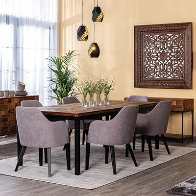 Dining table 6 seats in home wood rs Saigon Height: 75 cm Length: 160 cm Width: 90 cm, Multicolor.. Your home for smart shopping — DIAYTAR Nigeria delivers fast and cheap.