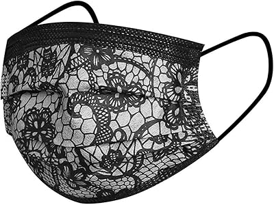50 disposable masks in printed lace for adults, 3-layer facial mask, facial protection against projections, particles and dust, breathable, multicolored (white).. DIAYTAR NIGERIA brings retail convenience to your screen with affordable prices and dependable shipping.