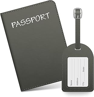 Passport holder with card holder and luggage label, Sinpos Classic case with PUS passport PU leather for women and men, gray, classic.. DIAYTAR NIGERIA delivers what matters - quality, affordability, and prompt nationwide shipping.