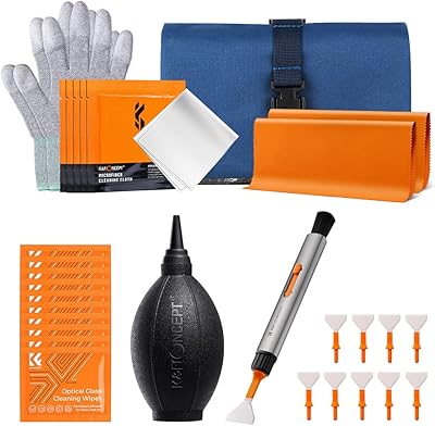 K & F Concept Cleaks cleaning kit 32 in 1 for full -format digital reflex cameras, mirror without replaceable lens with sensor cleaning pads, air blower, cleaning cloth, glasses wipes and case.. Shop smarter with DIAYTAR Nigeria — from household essentials to electronics, we have everything you need. Plus, our delivery is fast, secure, and arrives between 5 and 8 days.