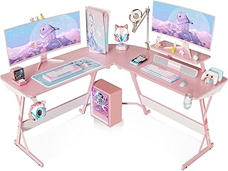 Moptec rose-shaped game desk, game desk with carbon fiber texture, L-shaped corner computer desk with screen holder, cup holder and hook for headphones, 51 inches, gift for women and girls.. DIAYTAR NIGERIA brings the nation's largest product catalog to your doorstep at prices you'll appreciate.