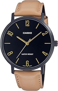 Casio men's watch with simple design, black leather bracelet, MTP-VT01BL-1B black dial.. DIAYTAR NIGERIA transforms dreams into deliveries with our affordable prices and 5-8 day shipping.