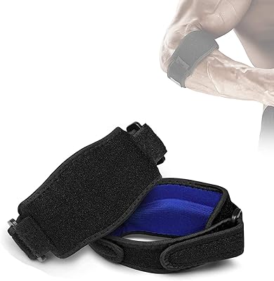 Lot of 2 adjustable support straps for tennis elbow with compression pad to relieve pain from the golfer elbow for men and women, blue.. DIAYTAR NIGERIA makes online shopping accessible with our comprehensive platform and prompt delivery service.