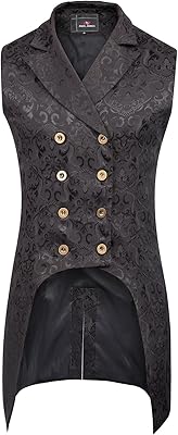 PJ Paul Jones Shadowed Black Manteau For Men with Gothic Vest Steampunk Jacquard.. Discover why millions choose DIAYTAR for affordable online shopping with delivery in just 5-8 days.