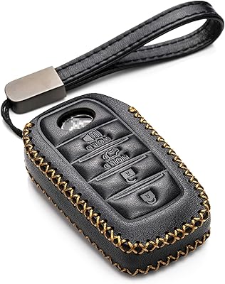 Vitodeco Smart Cover in real leather with leather keychain for Toyota Land Cruiser 2019, 4runner, Rav4, Camry and Highlander (4 buttons, black).. Home to endless choices and pocket-friendly prices — DIAYTAR Nigeria.