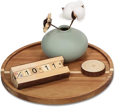 10 -inch wooden round wooden tray, small wooden service tray for candle holder, firm style round tray, round wooden decoration wooden trays for coffee table and kitchen counter.. DIAYTAR NIGERIA combines affordability with convenience, delivering your purchases within 5-8 days.