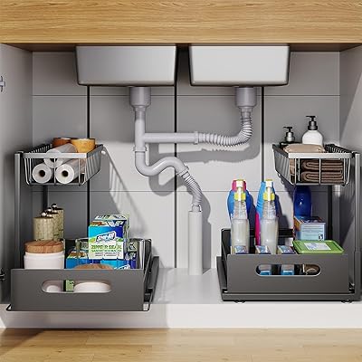 Organizer and storage of kitchen, organizer and storage of extractable bathrooms at 2 levels, storage shelf under the sink with hooks, drawer organizer/kitchen gadgets/spice shelf/cabinet organizer (iron-2 rooms).. DIAYTAR NIGERIA: Making online shopping accessible with affordable prices and nationwide delivery service.