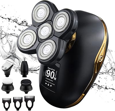 Electric razors Amble 5 in 1 for bald men - waterproof, faster load, LED display, Rechargeable rotary razor wireless - Grooming razor kit - Beard mower, nose hair and hair mower.. DIAYTAR NIGERIA transforms desires into deliveries with our affordable prices and dependable shipping.
