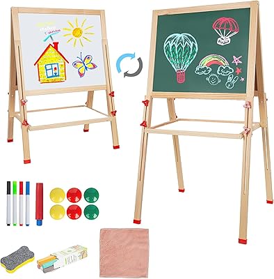Set of reversible drawing easels for children, Wooden Wooden Wooden Drawing Earls with adjustable height, Portable Educational Toys for Children with wooden tray.. From daily deals to exclusive products — DIAYTAR Nigeria has you covered.