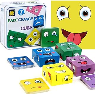 Wooden expression cube, facial assembly game, matching block, puzzle, logical construction game, training toys, birthday present, Montessori educational toys.. Experience budget-friendly shopping at DIAYTAR NIGERIA, Nigeria's premier online marketplace with quick delivery.