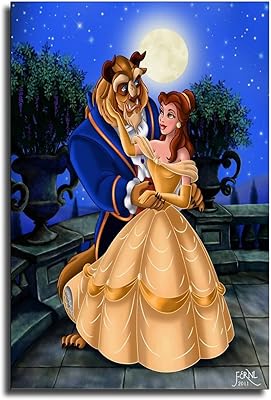 Wall poster on designer canvas La Belle and animals for the decoration of the living room and the bedroom, size 12 x 18 inches (30 x 45 cm).. DIAYTAR NIGERIA: Your partner in affordable online shopping with dependable delivery within 8 days.