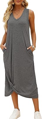 Long -laid back dress with sleeves with V -neck and knot on the front for the summer beach, ankle length with pockets.. DIAYTAR NIGERIA: Redefining e-commerce with affordable prices and reliable nationwide shipping.