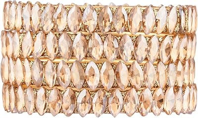 Efulgenz - Set of crystal bridal bracelets with rhinestones, wedding party jewelry, set of Indian bracelets, fashion declaration jewelry for women (4 pieces).. Shop for everything you need at DIAYTAR NIGERIA, with budget-friendly prices and quick delivery.
