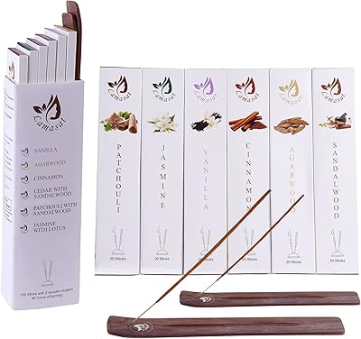 Incense sticks [Oud incense] Incense [mix of 6 perfumes - 120 sticks], incense to relieve stress and meditation, 100 % organic, hand -rolled, with 2 free wood burners, Lammasat gift box.. From tech to toiletries, DIAYTAR Nigeria delivers without delay.