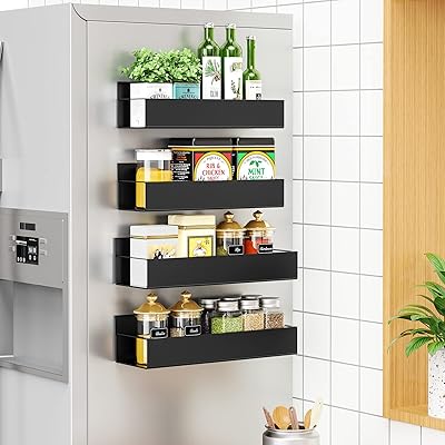Magnetic mobile spice shelves for Lourface refrigerator, magnetic shelves, storage shelves, decoration items (metallic black).. Shop local, shop fast — DIAYTAR Nigeria delivers across the country.
