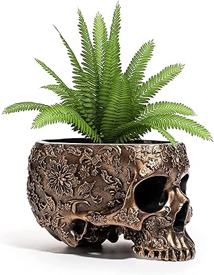 Skeletal skull planter 6 inch deep polyresin pot for plants.. Forget the long lines — DIAYTAR Nigeria is always open for shopping.