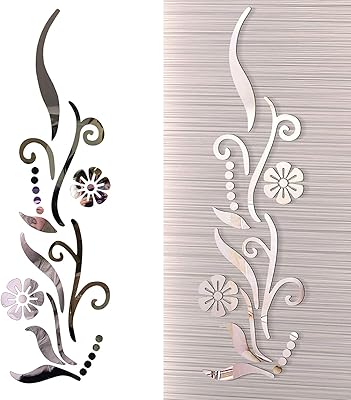 3D Floral Floral Mirror Sticker For Bedroom, Living Room, Sofa, TV, Removable Wall Sticker in 3D Acrylic for Home Decoration (Silver).. DIAYTAR NIGERIA: Where every Nigerian finds what they need at prices they can afford, delivered promptly.