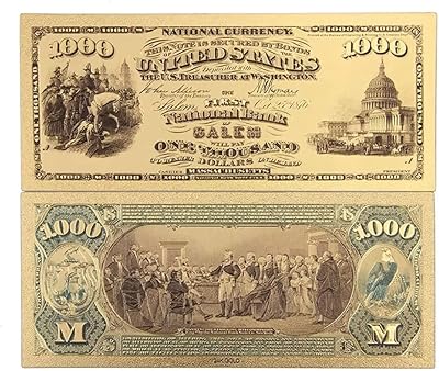 Tickets of a dollar of 1875 in gold, gold plated 24 carats 1 2 5 20 50 100 1000 USD dollar in gold leaf.. Get access to thousands of affordable products only on DIAYTAR Nigeria.