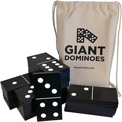 Get Out Giant Wooden Dominoes, Set of 28 pieces and bag - Large black and white wooden figures, Outdoor Games for Children and Adults.. DIAYTAR NIGERIA: Where affordability meets variety, with thousands of products delivered in less than 8 days.