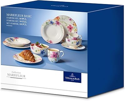 Villeroy & Bock 10-4100-8953 Essential table service 10 pieces by Marieflor, elegant dishes with floral pattern, fine porcelain, white/multicolored, dishwasher pass.. Your everyday shopping destination, DIAYTAR NIGERIA offers unbeatable value with quick delivery times.