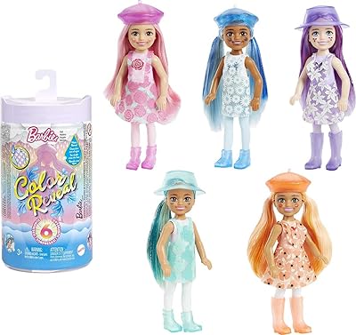 Chelsea Color Reveal Barbie doll with 6 surprises, Sunnshine and Sprinkles series with lavender flower print and color change; Gift for children 3 years old and over, multicolored.. Discover endless shopping possibilities at DIAYTAR NIGERIA, with budget-friendly prices and reliable delivery.