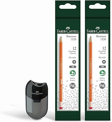 Faber-Castell HP Bonanza graphite pencil with gum point, 24 pieces + double hole-pencil (combined writing pack).. Experience budget-friendly shopping at DIAYTAR NIGERIA, Nigeria's premier online marketplace with quick delivery.