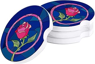 Set of 4 ceramic car sides of the Beauty and the Beast, personalized ceramic car clerk carrier, car decoration layers, car accessory.. Your ultimate shopping destination, DIAYTAR NIGERIA combines extensive selection with affordable shipping.