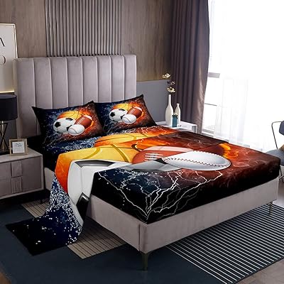 Aerosbridal sports sheets for boys double size, set of football sheets, children's baseball, adolescents, basketball, football, flat-plaster pattern, 3 soft and luxurious pieces.. Discover endless possibilities with DIAYTAR NIGERIA's extensive product range and affordable shipping.