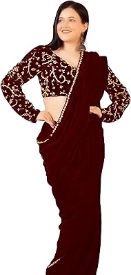 New luxury velvet sari for women with blouse by Hota, 5.5 m.. Your trusted shopping partner, DIAYTAR NIGERIA offers extensive selection with quick delivery options.