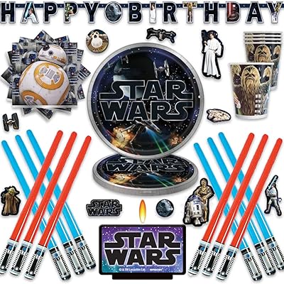 Set of classic star wars classic birthday party supplies and gifts for 12 people with saber.. DIAYTAR NIGERIA promises affordability and variety with every purchase, delivered in 5-8 days.