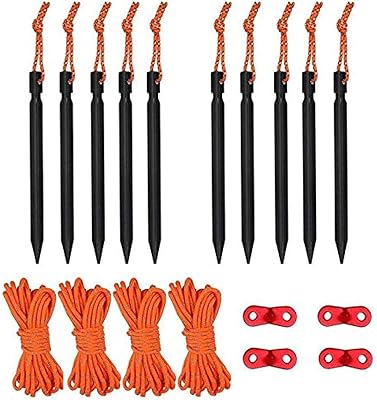 Aluminum tent stakes and 4 mm reflective lines with wire adjuster (10, 7 inch package).. Need it fast? DIAYTAR Nigeria ships in just 5 to 8 days nationwide.