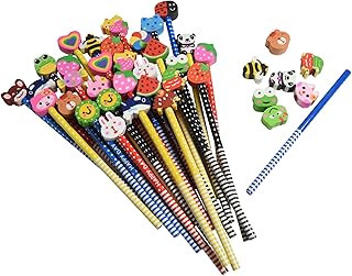 28 pieces with cartoon lines in wooden colored pencils with pencil -shaped gums in the shape of fruit animals for children schools price gifts for children.. DIAYTAR NIGERIA: Where every search leads to affordable products delivered promptly across Nigeria.