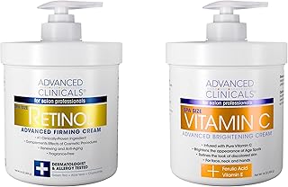 Set of body creams with retinol Advanced Clinicals + Hydrating Lotion with vitamin C for skin care, anti-aging creams for the body and face reducing wrinkles, fine lines and brown spots, set of two moisturizing creams, pack of 2.. DIAYTAR NIGERIA: Your trusted partner for affordable online shopping with reliable delivery timeframes.