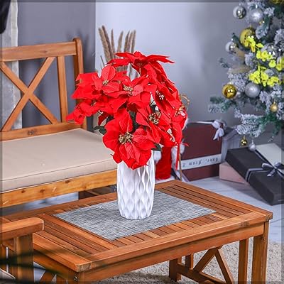 Yatai Lot of 4 red poinsettia flowers for interior decoration - Artificial flowers for festive, wedding, vacation and Christmas decorations (4).. DIAYTAR NIGERIA: Where shopping is easy, prices are low, and delivery is just days away.