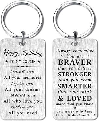 Hyhydhp Cousin Happy Birthday Gifts for your Cousin Happy Birthday Keyshine Ideas, Silver, pendant size 2.8 x 2.0 cm, 1 inch keychain, silver, pendant size 1.1*2 inches, key holder 1.2 inches.. DIAYTAR NIGERIA: Where affordability meets variety, with thousands of products delivered in less than 8 days.