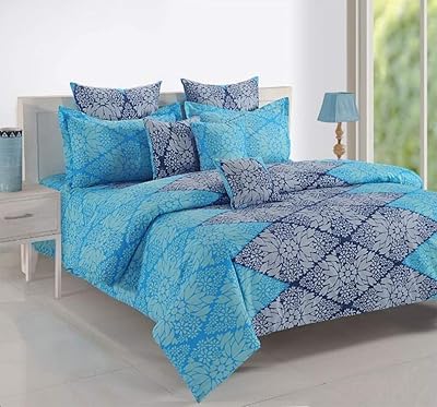 Flat bed sheet Swayyum 100 % cotton 120 threads with 2 pillowcases from the Sparkle collection (blue) 260 x 270 cm.. Discover why thousands choose DIAYTAR NIGERIA for affordable products delivered in less than a week.