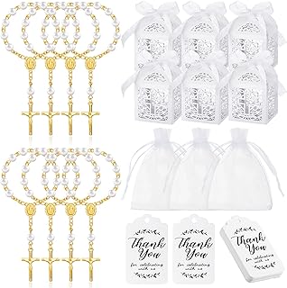 Baptism gift box with 200 pieces, small rosary of 50 pieces, packaging boxes of baptism gifts of 50 pieces, organza cord bags of 50 pieces, thank you baptism and communion kitchen cards of 50 pieces for children (gold).. Discover endless shopping possibilities at DIAYTAR NIGERIA, with budget-friendly prices and reliable delivery.