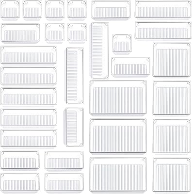 Cotic 31 Pieces of desk drawer storage 5 sizes Bathroom drawer Plastic platform tray Vanity organizers storage bins for office kitchen makeup cupboard.. DIAYTAR NIGERIA connects you with thousands of products at competitive prices, delivered within a week.
