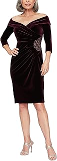 Alex Evenings Velvet Dress with bare shoulders Large size for women.. DIAYTAR NIGERIA connects you with what you need at prices you'll love, delivered within 8 days.