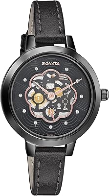 Sonata analog watch for women with black dial 8141nl04, black, analog watch.. DIAYTAR NIGERIA: The marketplace that brings affordable products to every Nigerian home in under 8 days.