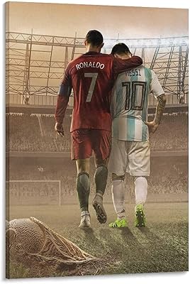 NBHYK, framed poster of Cristiano Ronaldo and Lionel Messi, wall art printed on canvas for an aesthetic decoration of parts ready to hang 12 x 18, frame: 12 x 18 inches (30 x 45 cm).. DIAYTAR NIGERIA transforms desires into deliveries with our affordable prices and dependable shipping.