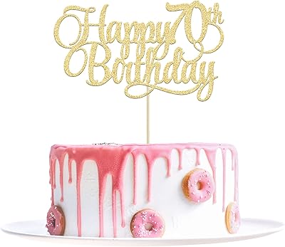 1 Decoration piece of golden with glitter cake for 70th anniversary, number 70, seventy years, for the celebration of the 70th anniversary.. DIAYTAR NIGERIA: Where shopping meets satisfaction with affordable prices and prompt delivery services.