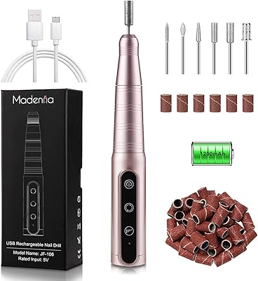 Electric nail file rechargeable USB Madenia with 3 adjustable speeds, portable nail file 30,000 rpm for acrylic gel nails, pink.. DIAYTAR NIGERIA: Where every shopping need is met with affordable prices and timely delivery.