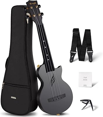Ukulele of Soprano ENEA travel in 21 -inch carbon fiber with kit for beginners including a bag of bag and capodastre strings (black).. Browse endless categories on DIAYTAR Nigeria — your items delivered in just days.
