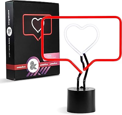 Embied & co desk lamp. VIV Neon, Symbol of the like sign, real neon, red box and white heart contour, social media counter for Facebook and Instagram, large 13 x 11 inch, signs with interior decoration neon for a unique space space.. DIAYTAR NIGERIA revolutionizes online shopping with competitive prices and reliable 5-8 day delivery.