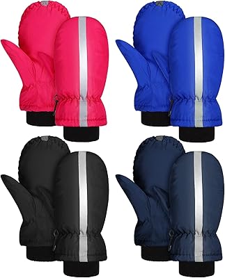 4 pairs of waterproof children's ski gloves to stay warm and snow in winter for outdoor activities.. Shop with purpose at DIAYTAR NIGERIA, where your money goes further and delivery is always prompt.