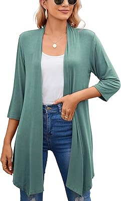 Pettisize Light Cardigan relaxed with 3/4 sleeves for women, soft cardigan open on the front with Kimono Duster pattern.. DIAYTAR NIGERIA brings the marketplace to your home with budget-friendly prices and nationwide delivery.