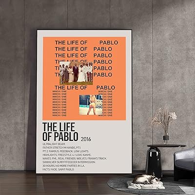 Poster on canvas Kanye West La Vie De Pablo for Modern Office Decoration, Vintage 12 "X 18" impressions without framework.. Shop with confidence at DIAYTAR NIGERIA, enjoying competitive prices and delivery within 8 days.